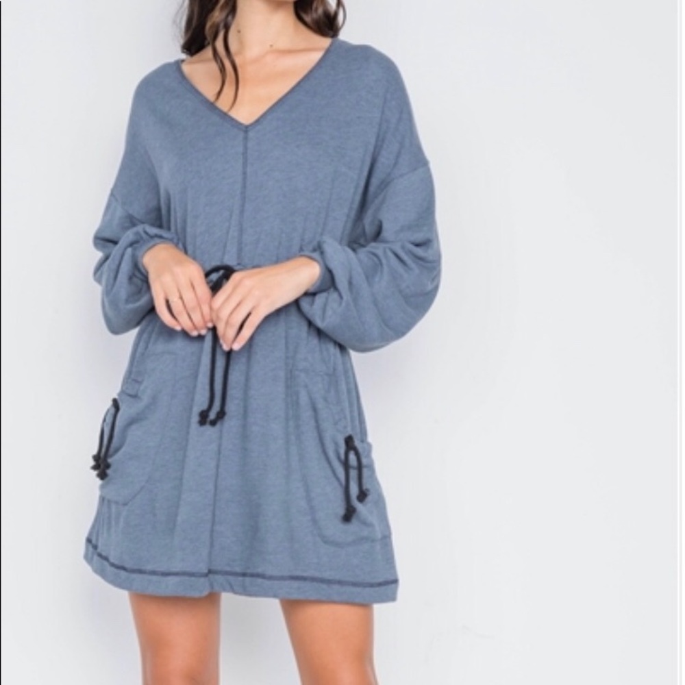 New Denim Blue Knit Sweater Dress